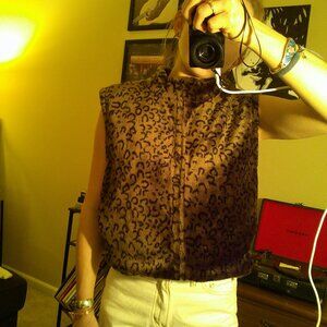 Cheetah Print Zip Up Vest